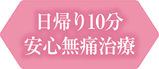 日帰り10分 安心無痛治療