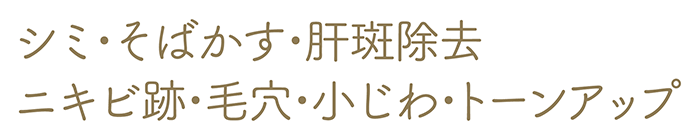シミ・そばかす・肝斑除去 ニキビ跡・毛穴・小じわ・トーンアップ