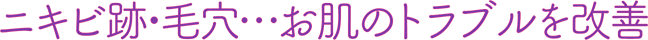 ニキビ跡・毛穴…お肌のトラブルを改善